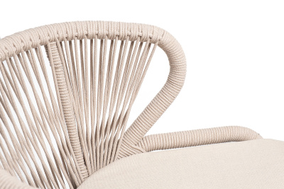 "Малага" обеденная группа на 4 персоны со стульями "Милан", каркас белый, роуп бежевый