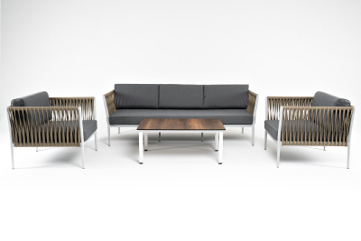 "Касабланка" лаунж-зона плетеная из роупа 5-местная, цвет серый